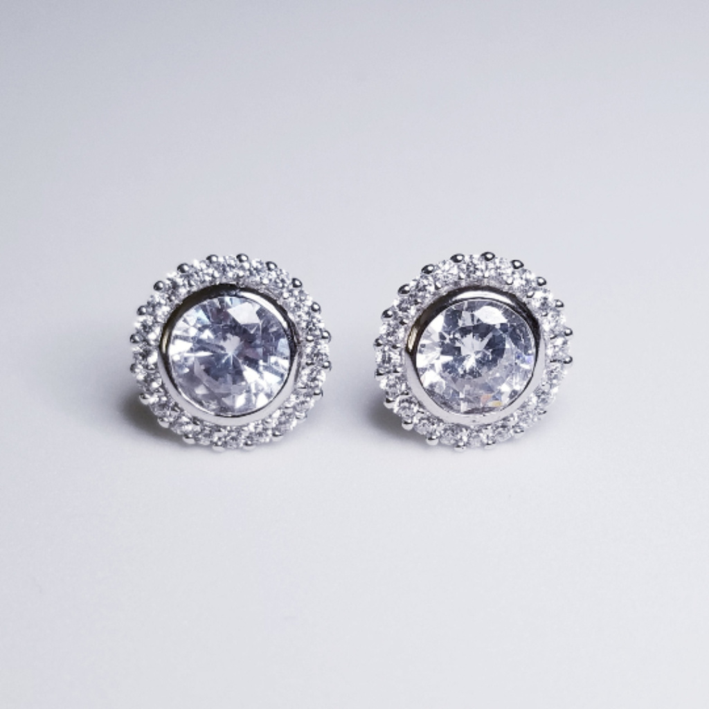 New 14k White Gold On 925 Unique Sun Earring